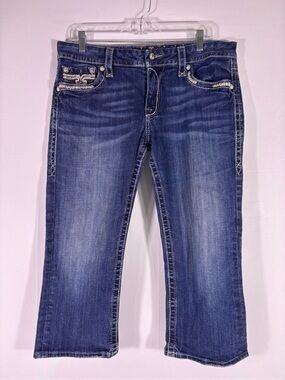 Rock Revival Rubella Easy Capri Jeans Embellished Flap Pocket Size 32